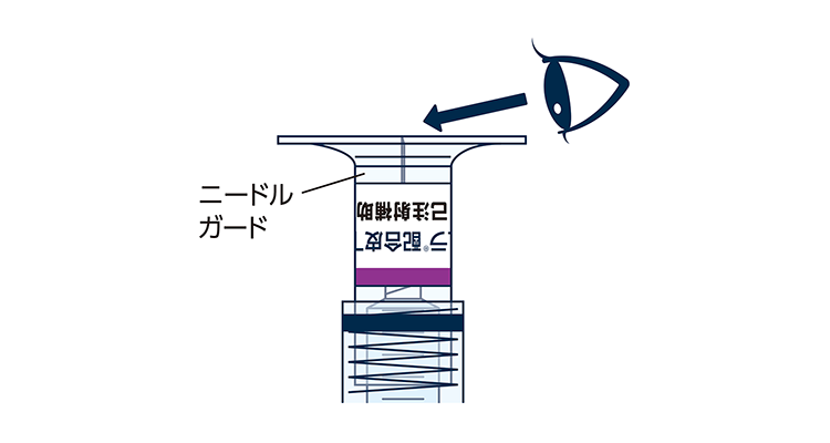 利き手と反対の手で注射部位の皮膚を優しくつまみ、皮膚の「テント」を作ります。